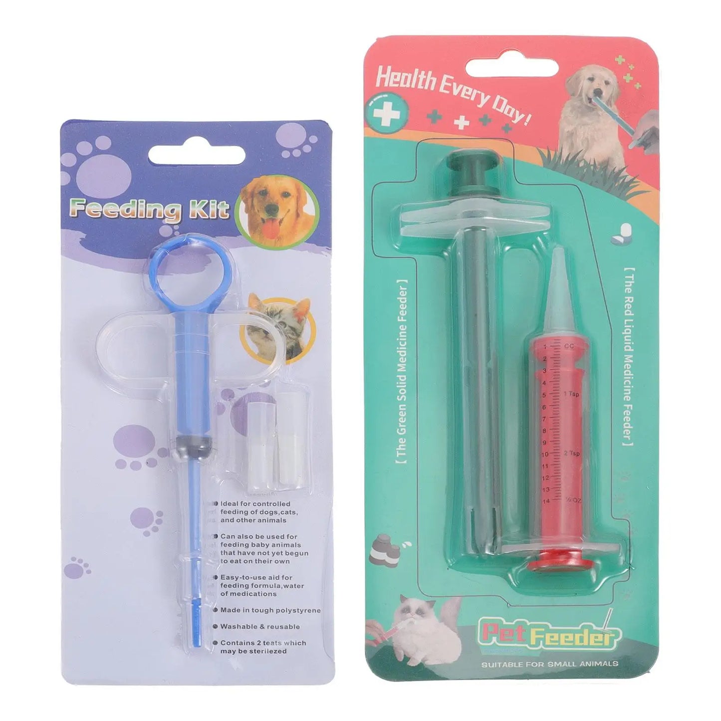Pet Medicine Feeder 2 Sets Tablet Feeders Pill Dispensers Shooters for Cats Dogs Durable Safe Easy Use Home Pet Store