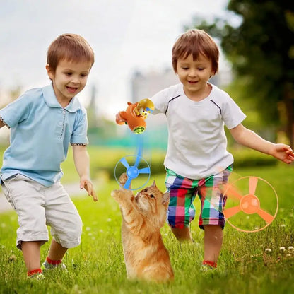 Flying Propeller Cat Toy Interactive Helicopter Toys Shooters Colorful Propellers Tracking Disc For Kitten Indoor And Outdoor