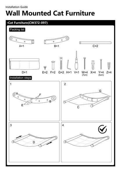 Cat Hammock Bed Wall Mounted Climbing Cats Kitty Bed Funiture Stable Shelf Perches Cat House for Sleeping Playing Accessories