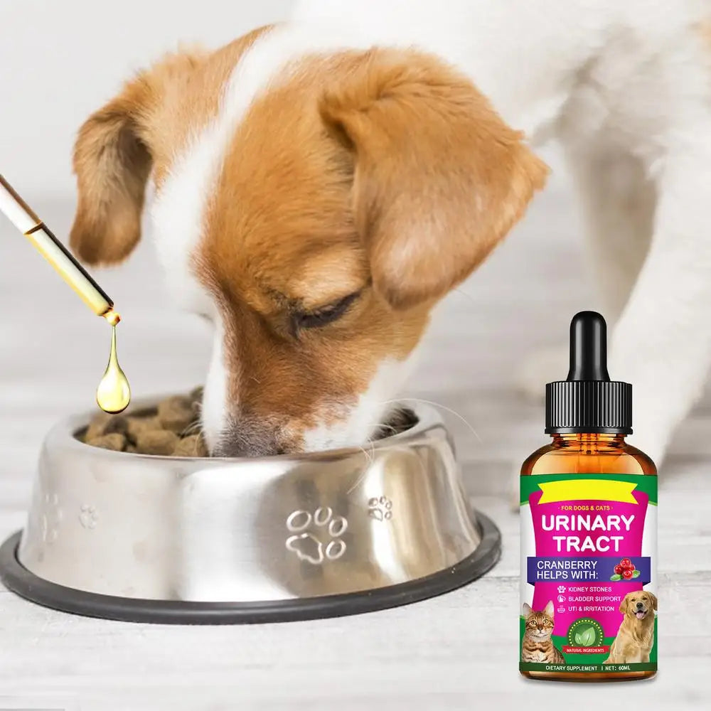 New 60ml Pet UTI Treatments Powerful Cat Bladder Drops For Urinary Tract Care Multifunction Cranberry Dog Cat UTI Pet supplies