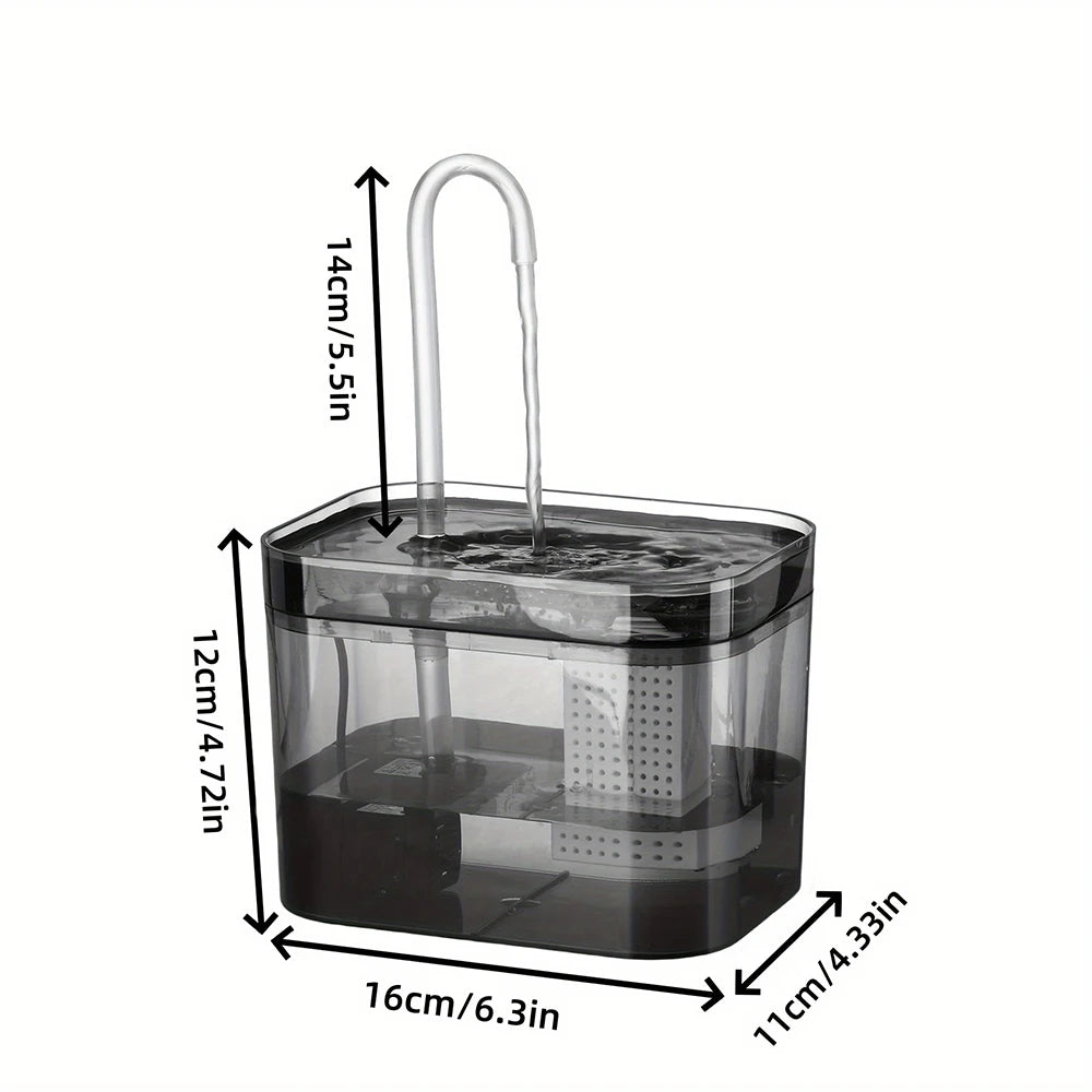 Cat Water Fountain with USB Dispenser Auto Filter Recirculate Black Transparent Cats Drinker Automatic Pet Drinking Accessories