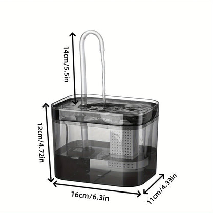 Cat Water Fountain with USB Dispenser Auto Filter Recirculate Black Transparent Cats Drinker Automatic Pet Drinking Accessories