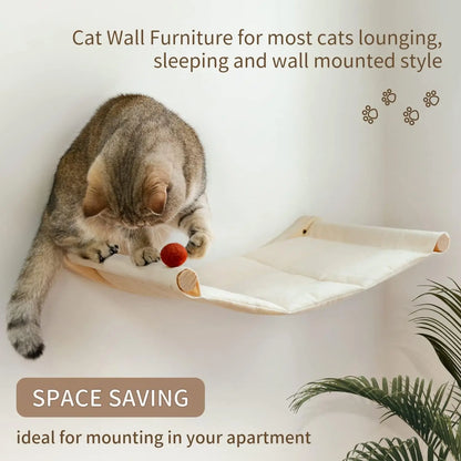 Cat Hammock Bed Wall Mounted Climbing Cats Kitty Bed Funiture Stable Shelf Perches Cat House for Sleeping Playing Accessories