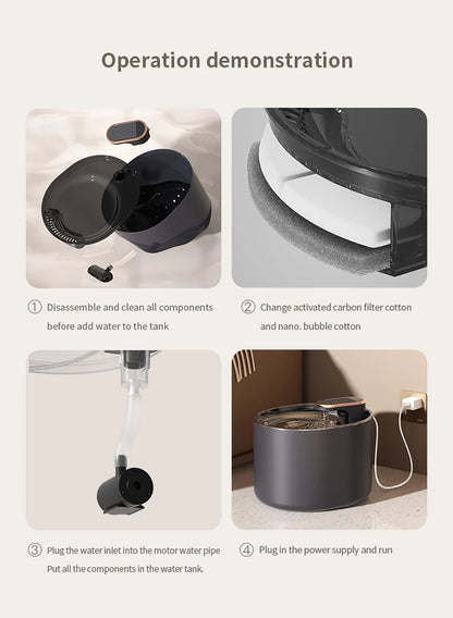 Cat Water Fountain 3L Automatic Water Dispenser with LED Light Ultra Silent Pet Drinking Water Fountain Automatic Pet Feeder