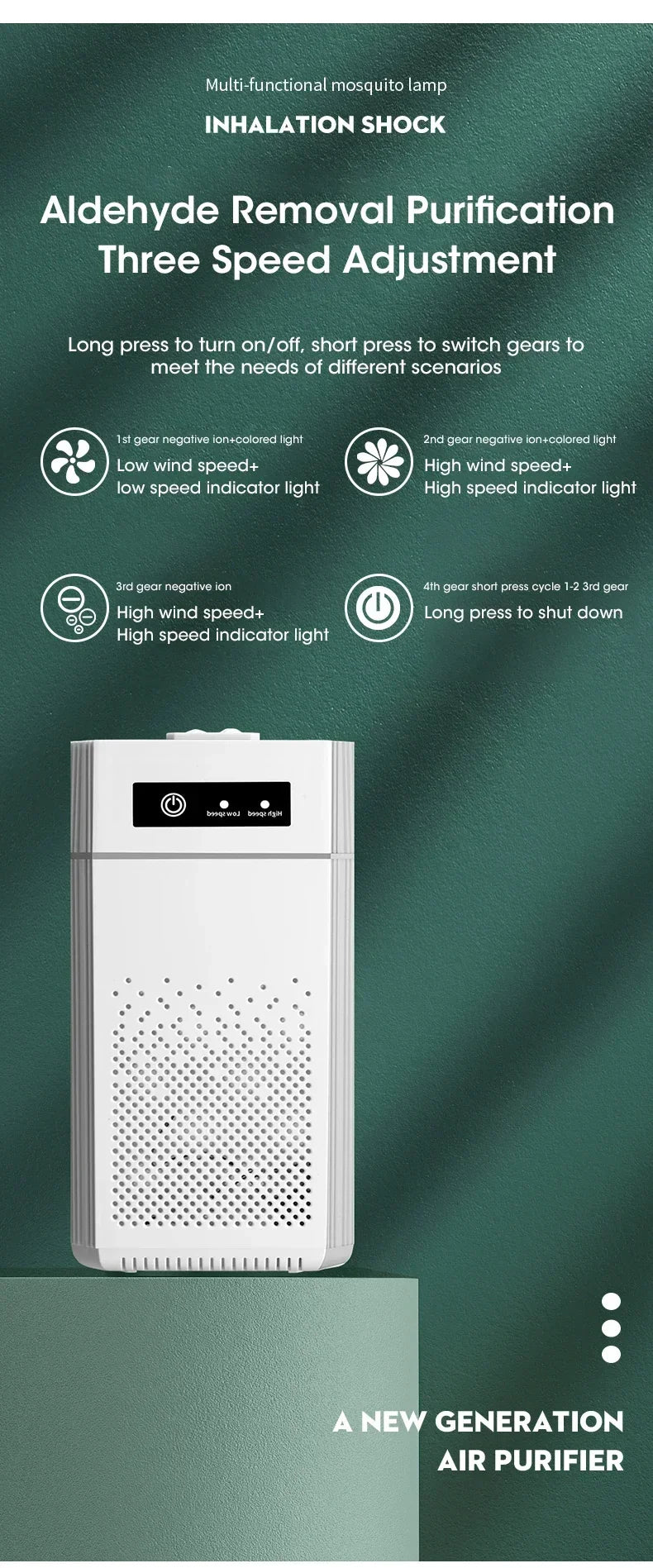 2025 Air Purifier Portable Desktop Air Freshener For Home Allergies and Pets Hair Smokers in Bedroom HEPA Filter Air Cleaner