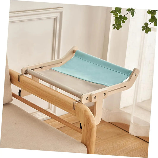 Pet Window Hanging Cat Bed, Removable Balcony Cat Hanging Hammock Wooden Assembly Indoor Bedside Bed Pet Nest