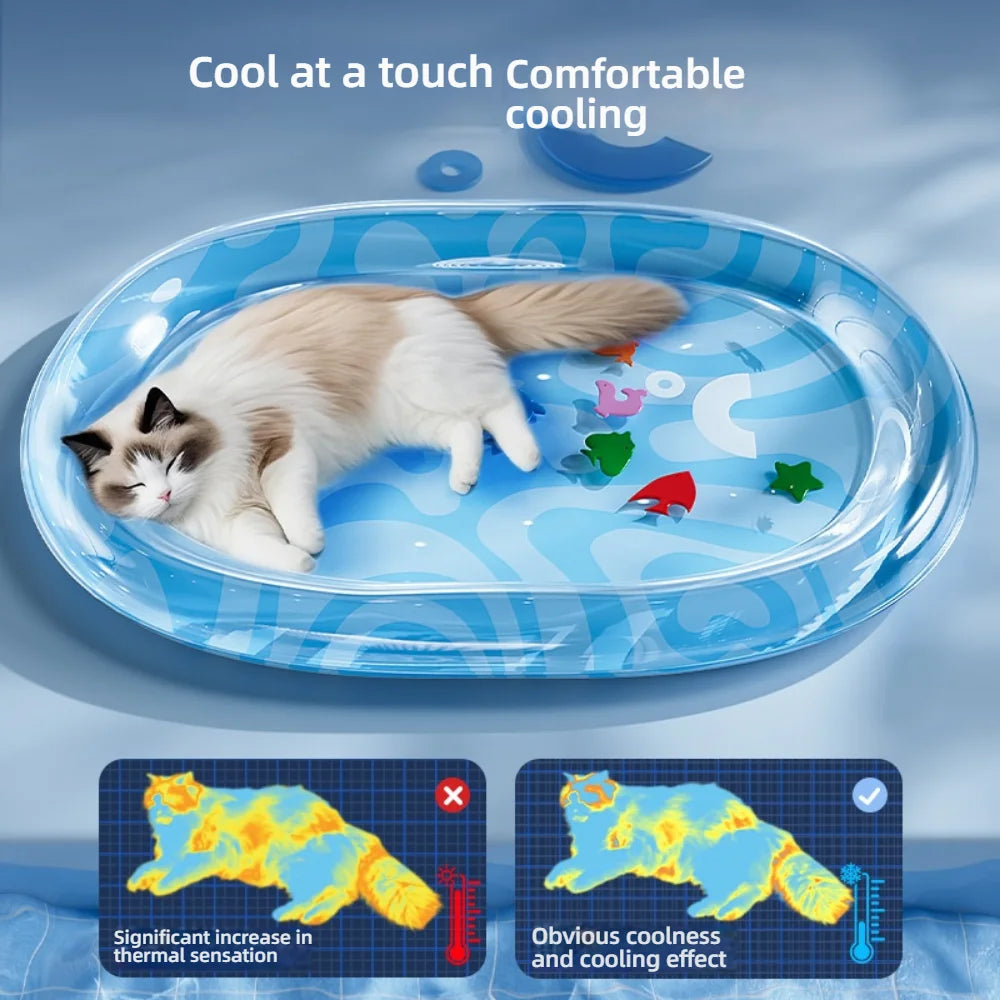 Pet summer cooling water mattress waterbed large dog inflatable water-filled cushion small cats cooler cat kennel cooling pad