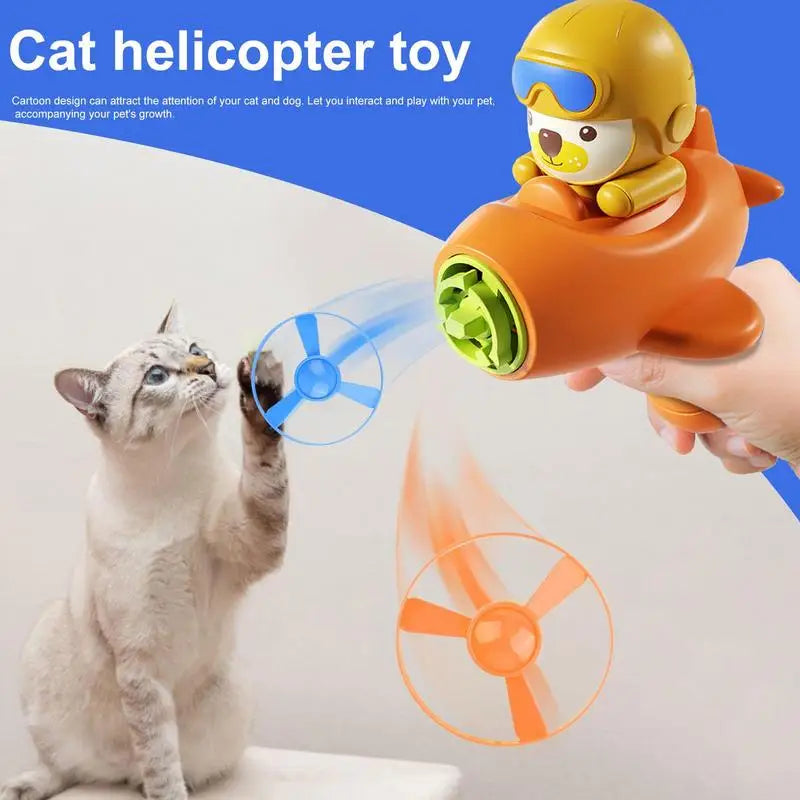 Flying Propeller Cat Toy Interactive Helicopter Toys Shooters Colorful Propellers Tracking Disc For Kitten Indoor And Outdoor