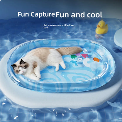Pet summer cooling water mattress waterbed large dog inflatable water-filled cushion small cats cooler cat kennel cooling pad