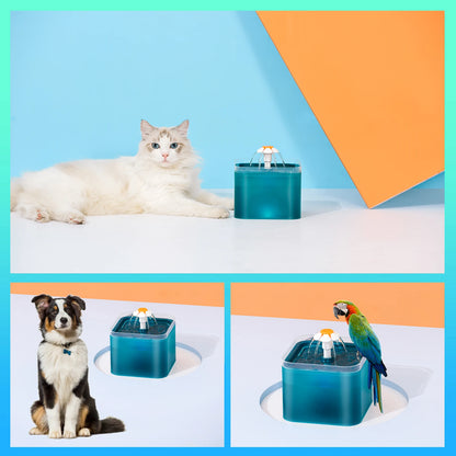 2L Cat Water Fountain 3 Water Modes Pet Fountain with LED Night Quiet Pump with 2 Cotton Filter for Cats and small Dogs