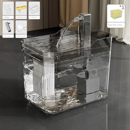 Cat Water Fountain Auto Filter Transparent Cat Drinker USB Anti-Dry Burning Recirculate Filtering Water Dispenser with Pump