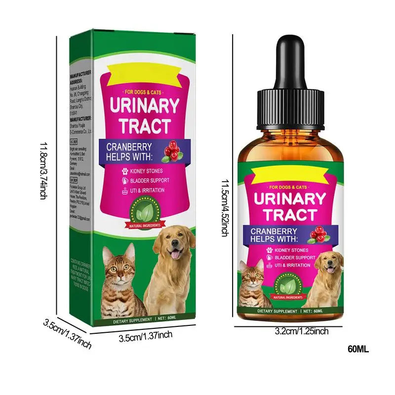 Pet UTI Treatments 60ml Powerful Cat Bladder Drops For Urinary Tract Care Multifunction Cranberry Dog Cat UTI Treatments Supply