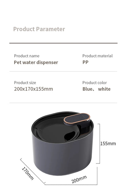Cat Water Fountain 3L Automatic Water Dispenser with LED Light Ultra Silent Pet Drinking Water Fountain Automatic Pet Feeder