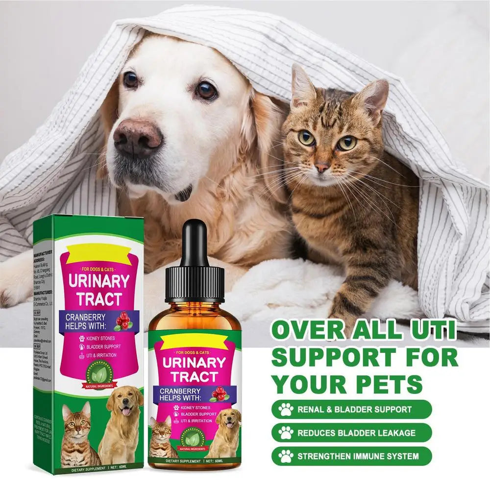 Pet UTI Treatments 60ml Powerful Cat Bladder Drops For Urinary Tract Care Multifunction Cranberry Dog Cat UTI Treatments Supply
