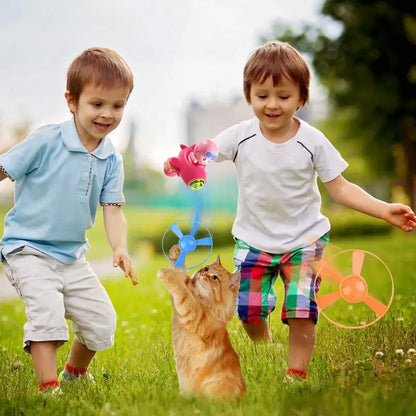Flying Propeller Cat Toy Interactive Helicopter Toys Shooters Colorful Propellers Tracking Disc For Kitten Indoor And Outdoor