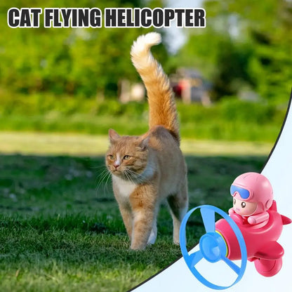 Flying Propeller Cat Toy Interactive Helicopter Toys Shooters Colorful Propellers Tracking Disc For Kitten Indoor And Outdoor