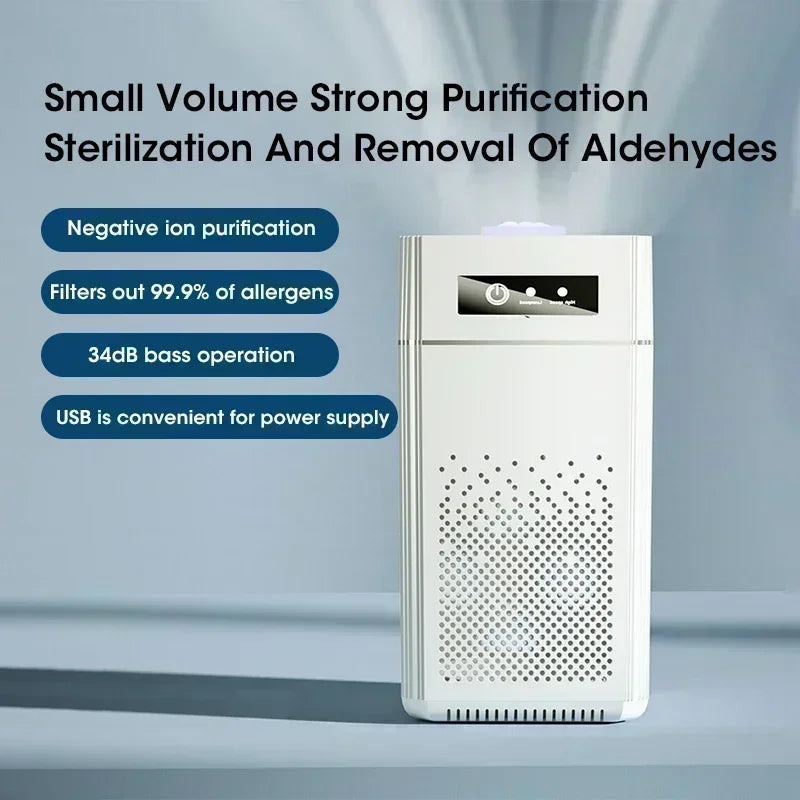 2025 Air Purifier Portable Desktop Air Freshener For Home Allergies and Pets Hair Smokers in Bedroom HEPA Filter Air Cleaner