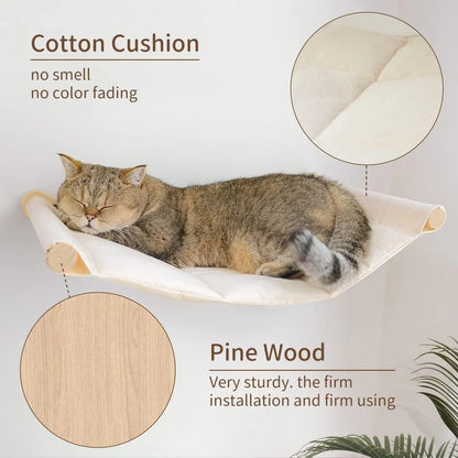 Cat Hammock Bed Wall Mounted Climbing Cats Kitty Bed Funiture Stable Shelf Perches Cat House for Sleeping Playing Accessories